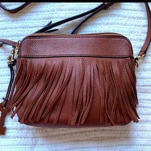 Fossil Sydney Leather Fringe Crossbody Shoulder bag